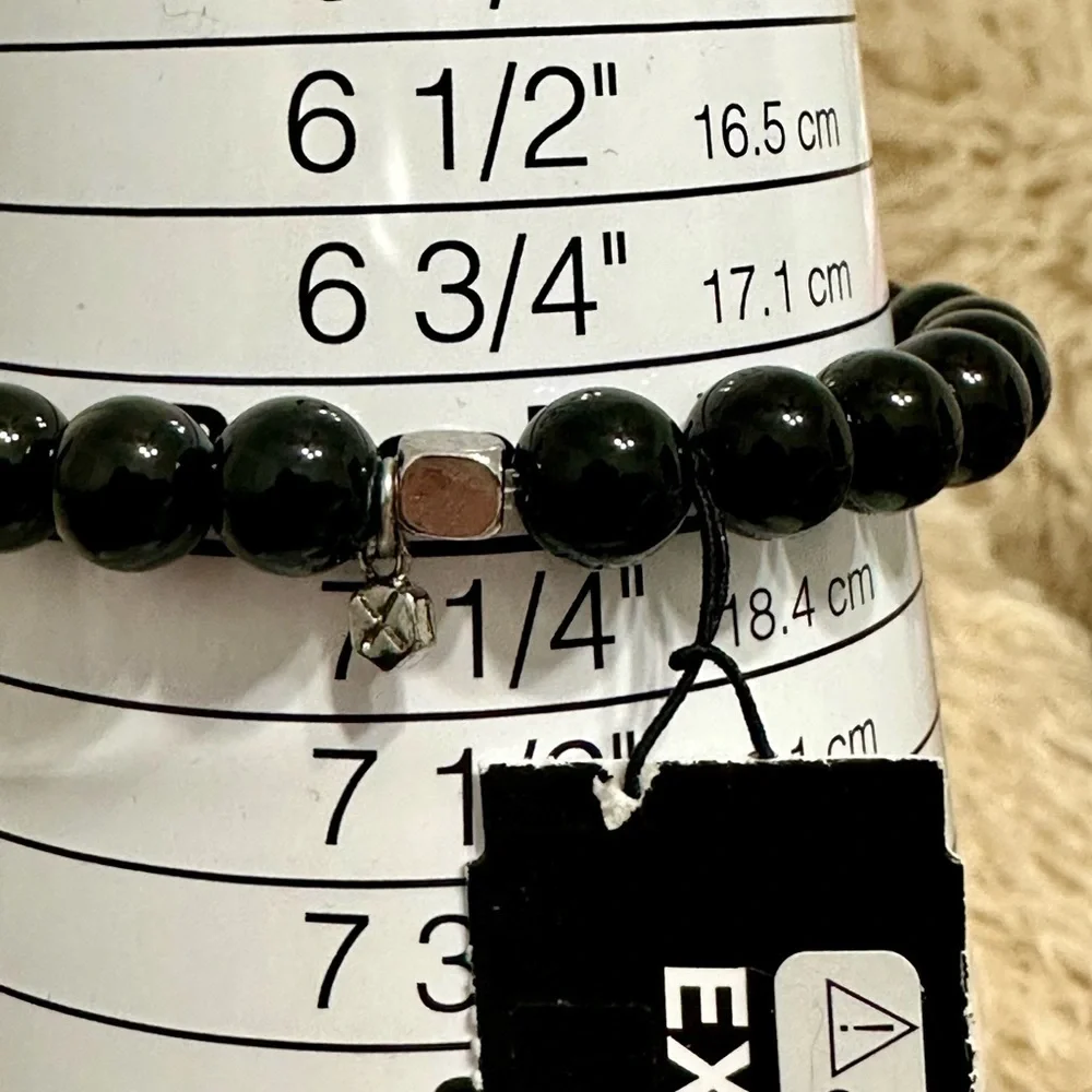 Express Men’s Genuine Stone Stretch Bracelet – Black Onyx / Agate – NWT